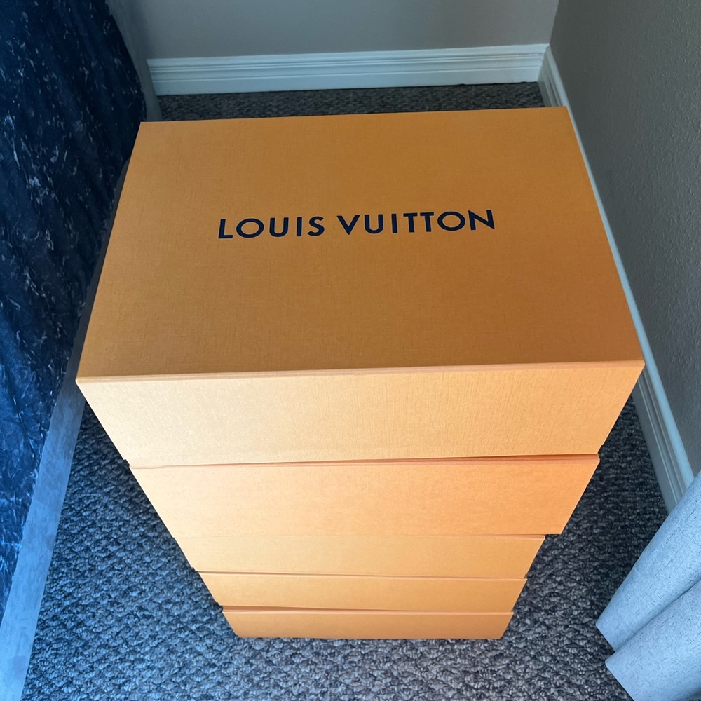 Empty authentic designer boxes: Louis Vuitton, Dior, Gucci and Hermes. $50 each